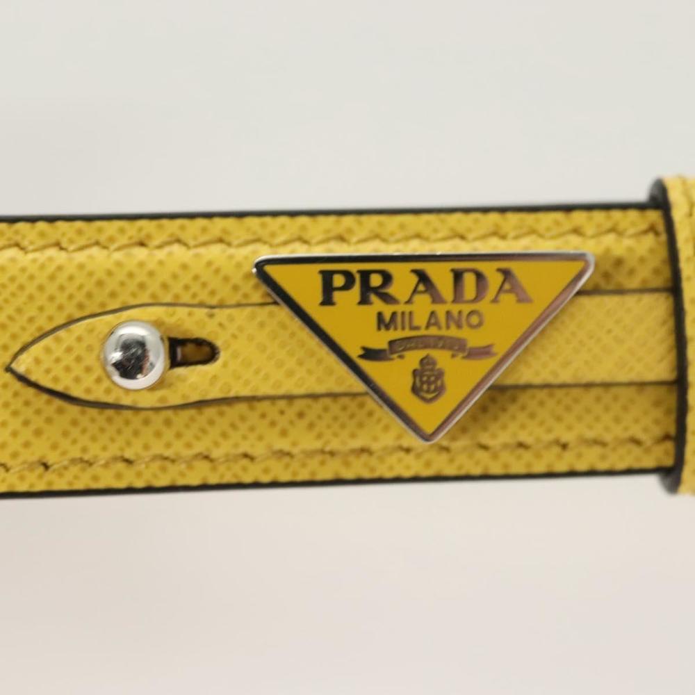 PRADA Key Holder Leather Yellow Auth 127891M - Picture 5 of 7